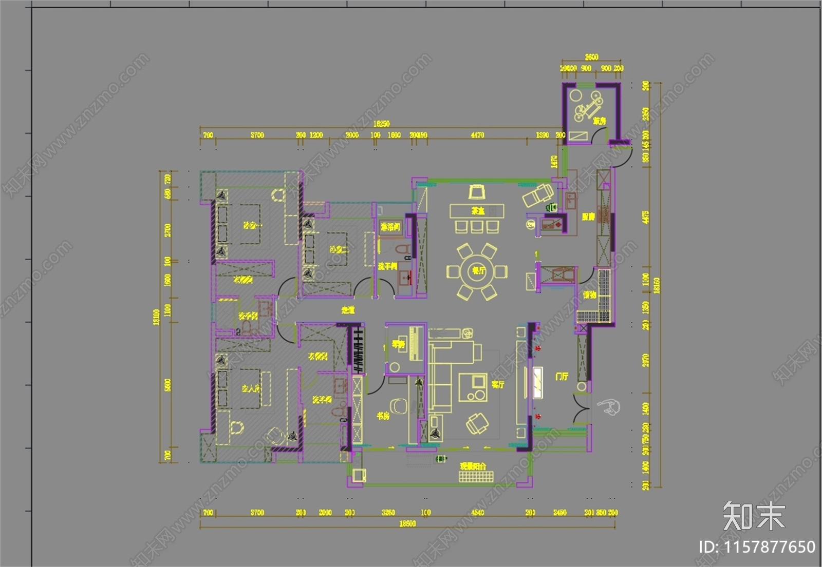 现代家居客厅cad施工图下载【ID:1157877650】