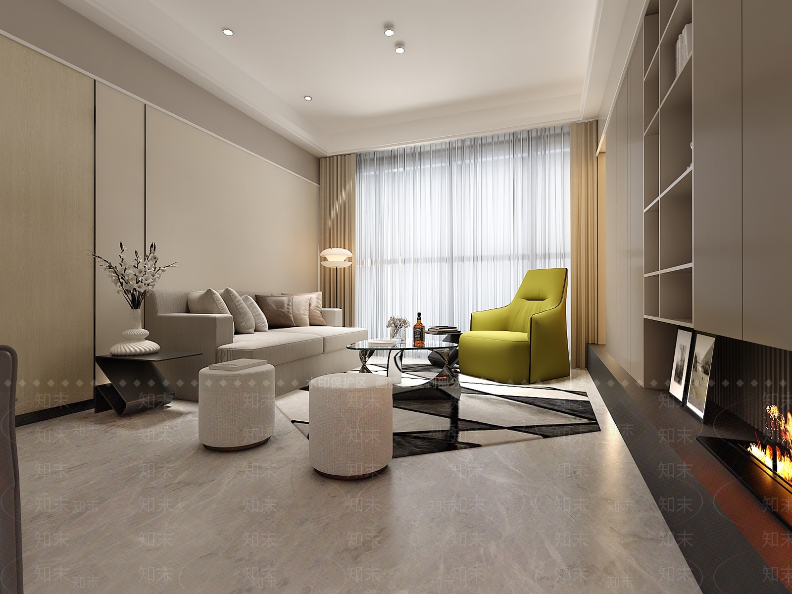 现代单身公寓客厅3D模型下载【ID:1157878344】