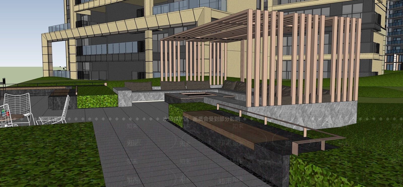 现代小区景观SU模型下载【ID:1157883120】