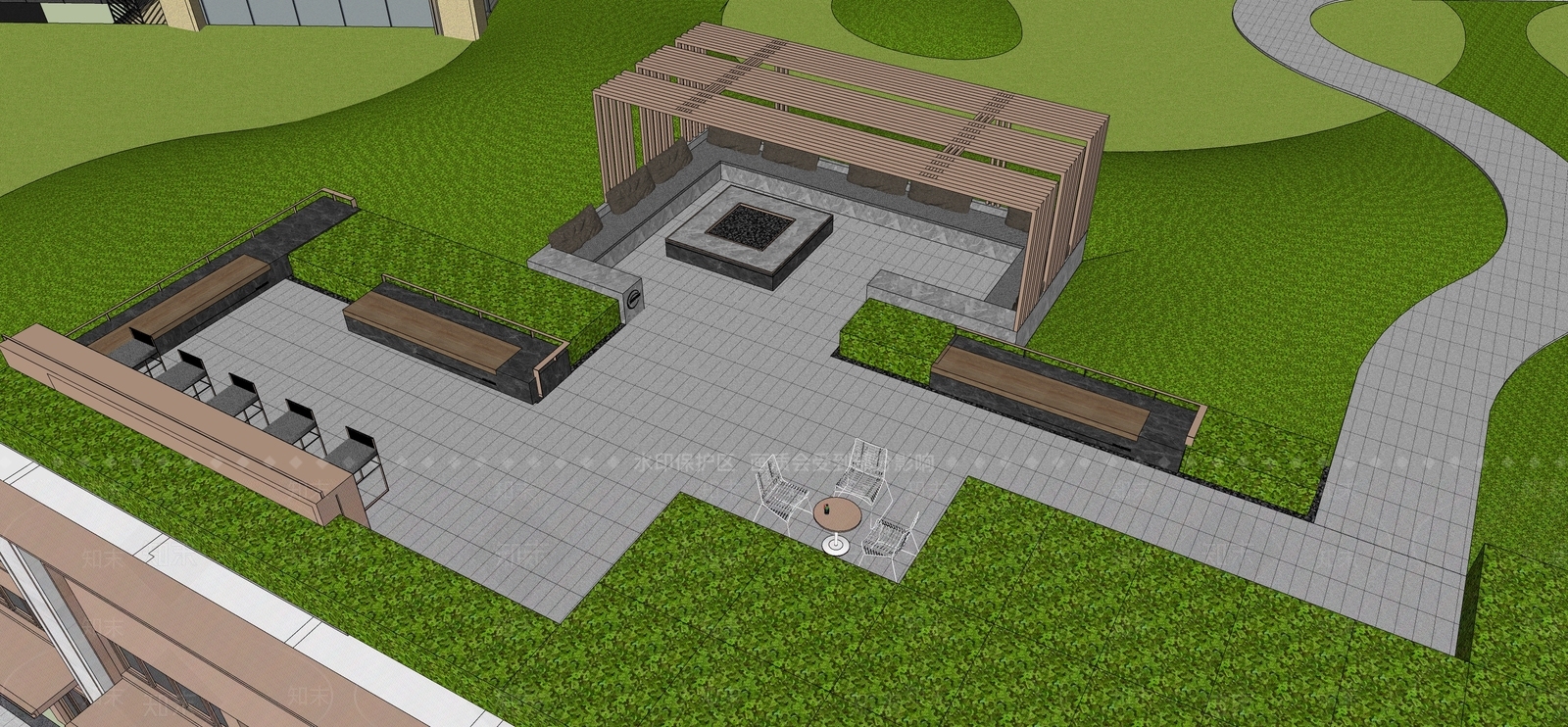 现代小区景观SU模型下载【ID:1157883120】