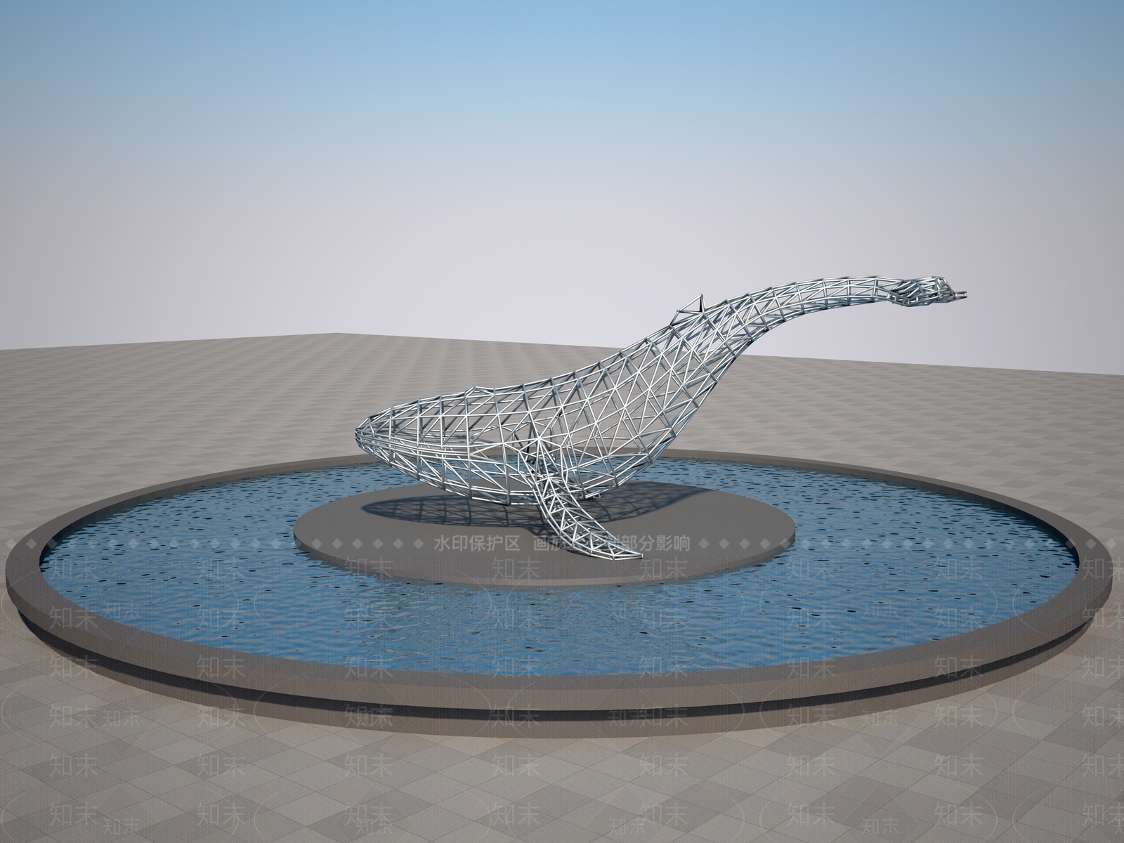 现代编织鲸鱼雕塑3D模型下载【ID:1157884114】