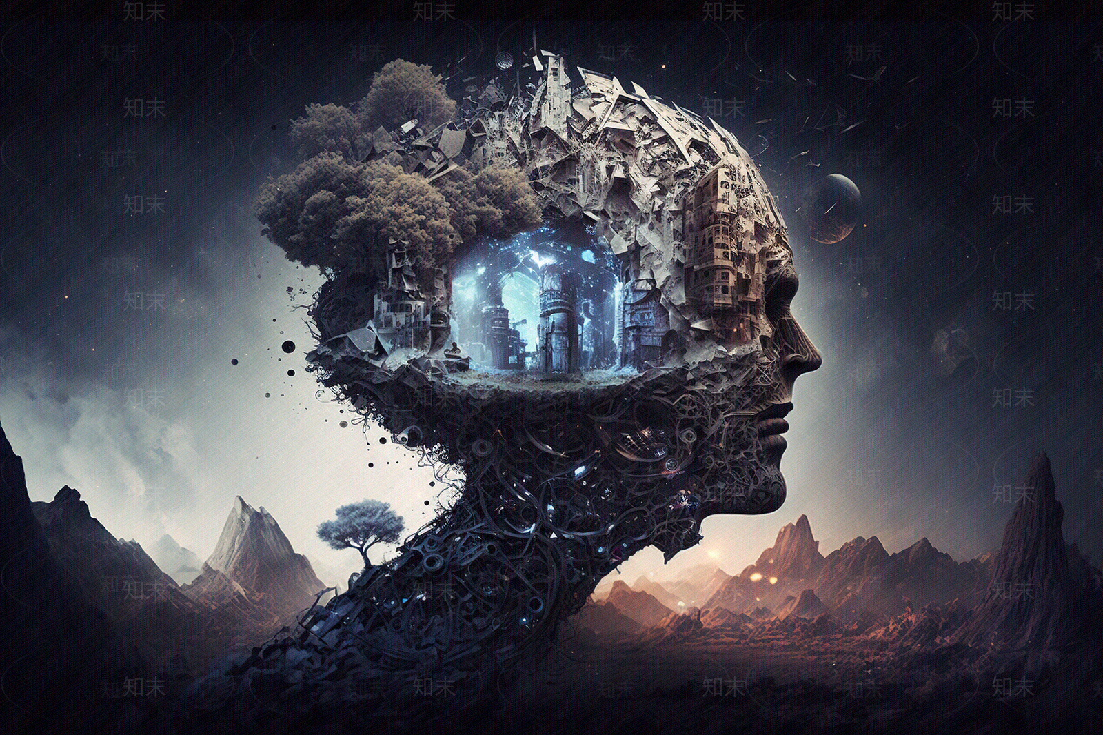 双重曝光忧郁人物壁纸贴图下载【ID:1157885106】