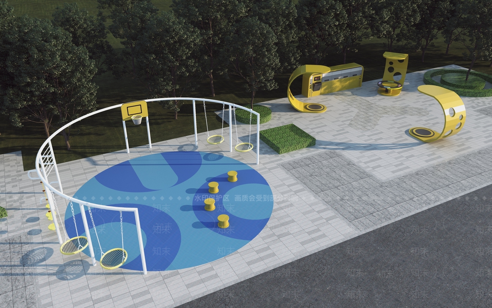 现代商业运动公园小品3D模型下载【ID:1157890381】