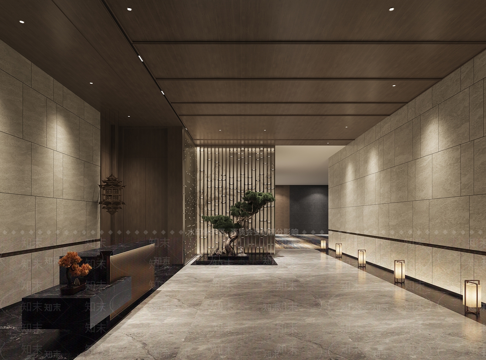 现代酒店前厅走道3D模型下载【ID:1157893560】