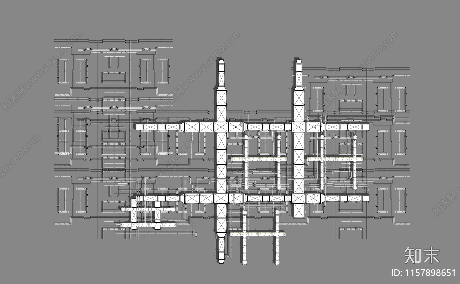 管道吊顶SU模型下载【ID:1157898651】