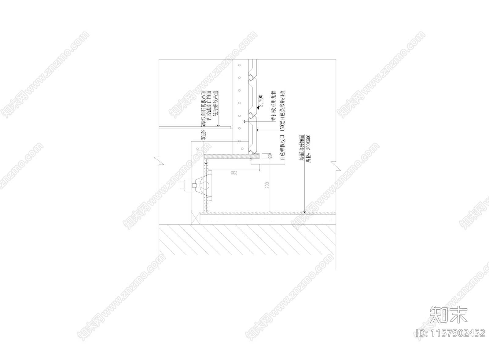 公共卫生间洗手盆上方吊顶剖面图施工图下载【ID:1157902452】