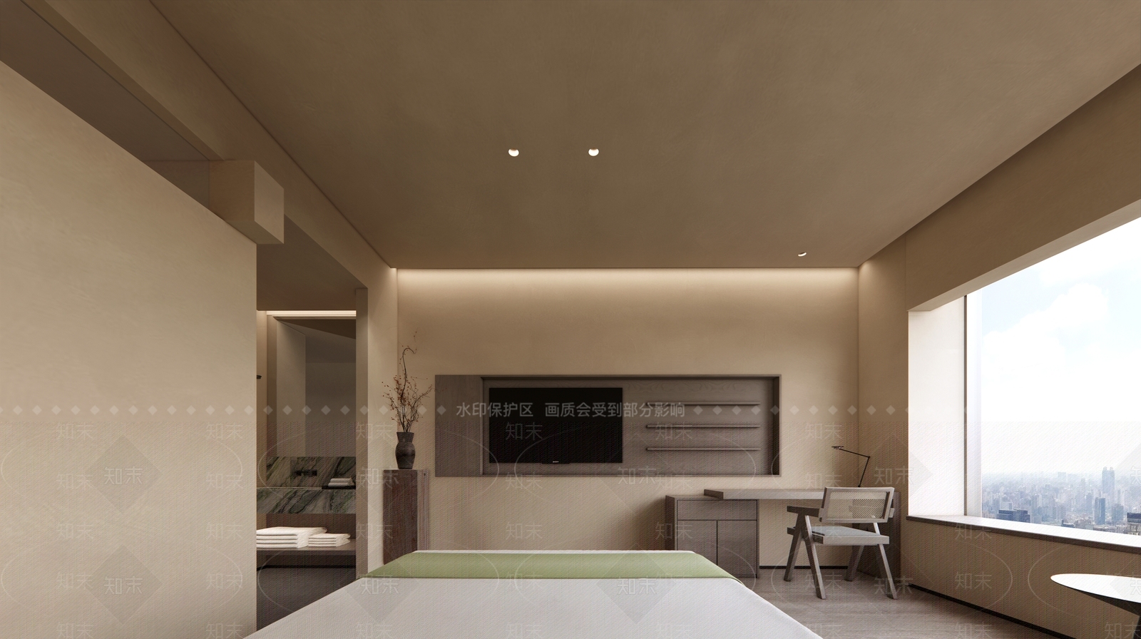 现代极简酒店客房SU模型下载【ID:1157907509】