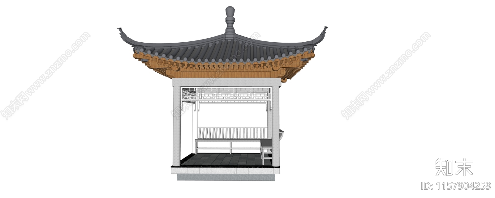 中式四角亭SU模型下载【ID:1157904259】