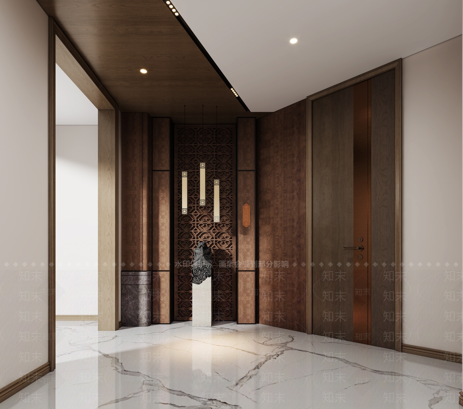 中式楼梯间雕塑石雕雕刻摆件3D模型下载【ID:1157904345】