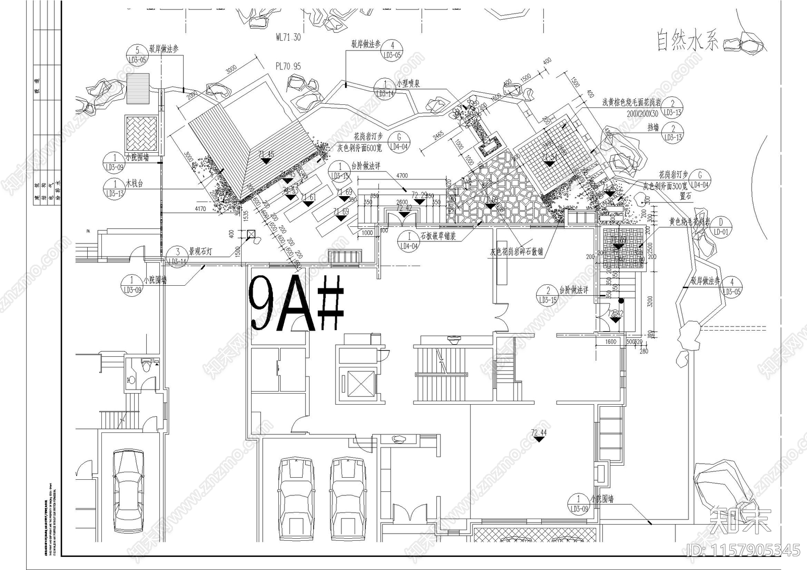 折线庭院景观cad施工图下载【ID:1157905345】