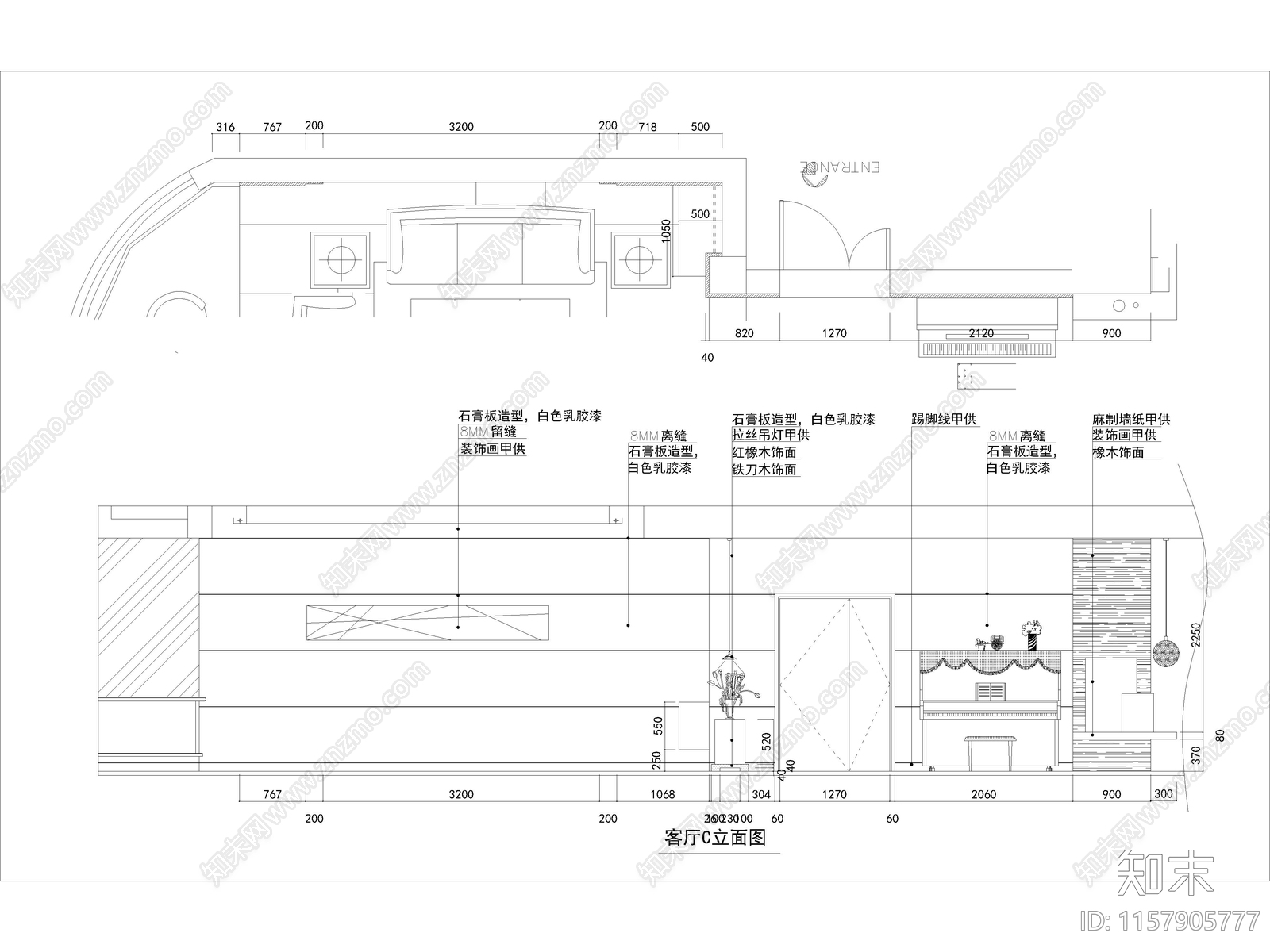 现代家装平层样板间全cad施工图下载【ID:1157905777】