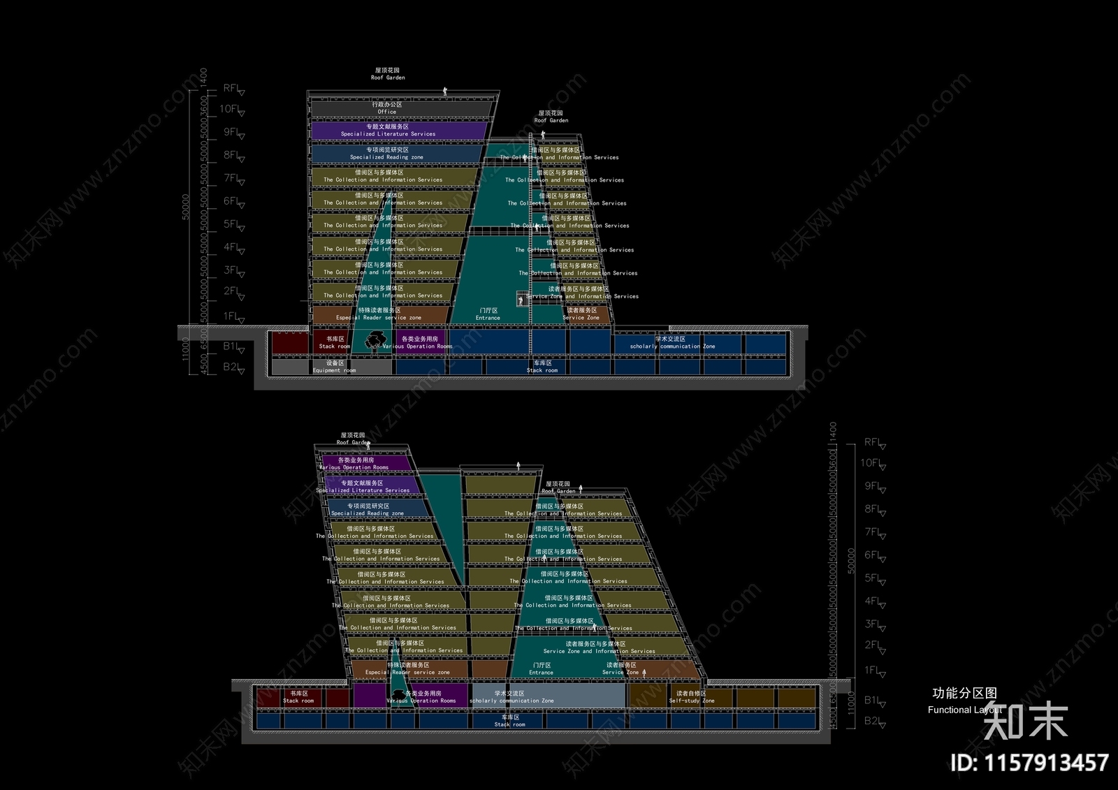 图书馆10层建筑方案设计图纸cad施工图下载【ID:1157913457】
