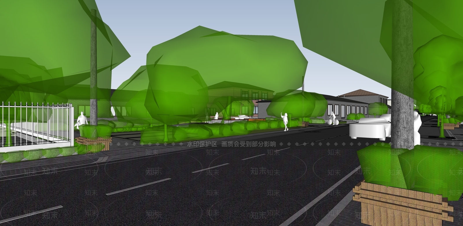 现代乡村街角公园SU模型下载【ID:1157913607】