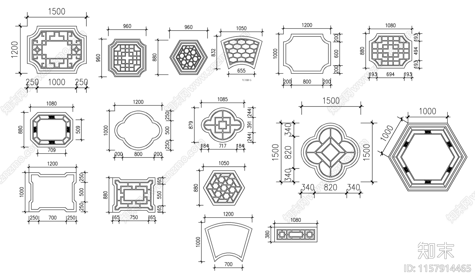 古建筑门窗花汇集cad施工图下载【ID:1157914465】