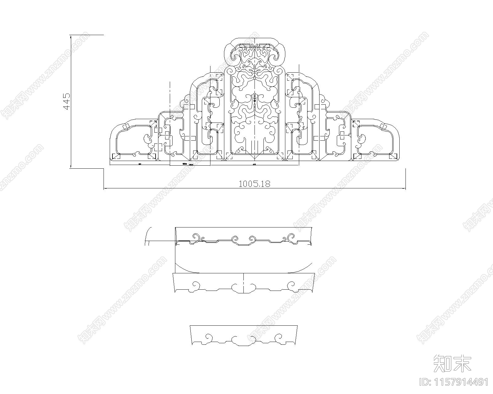 红木雕福庆纹扶手椅cad施工图下载【ID:1157914491】
