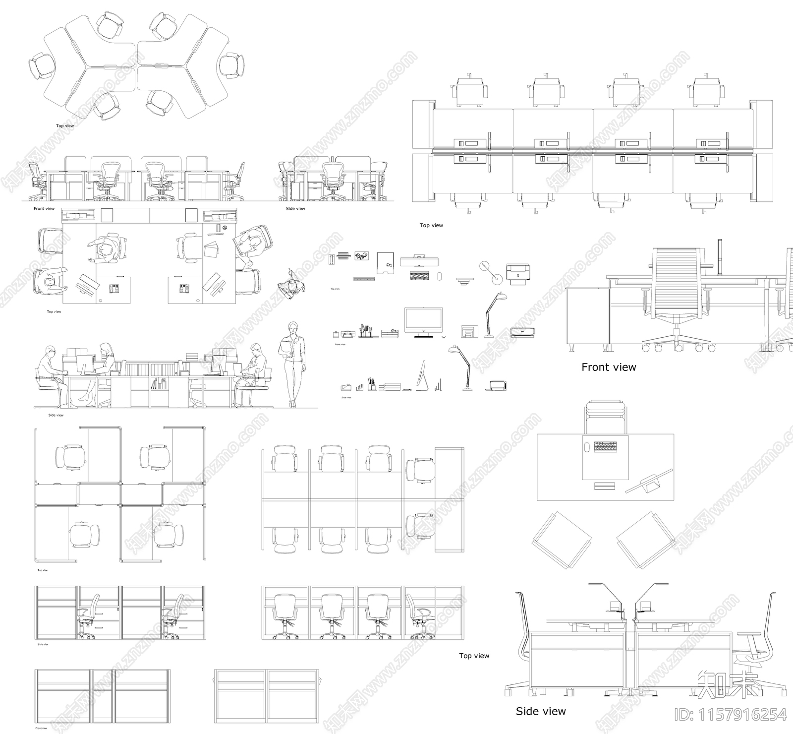 室内办公家具图库施工图下载【ID:1157916254】