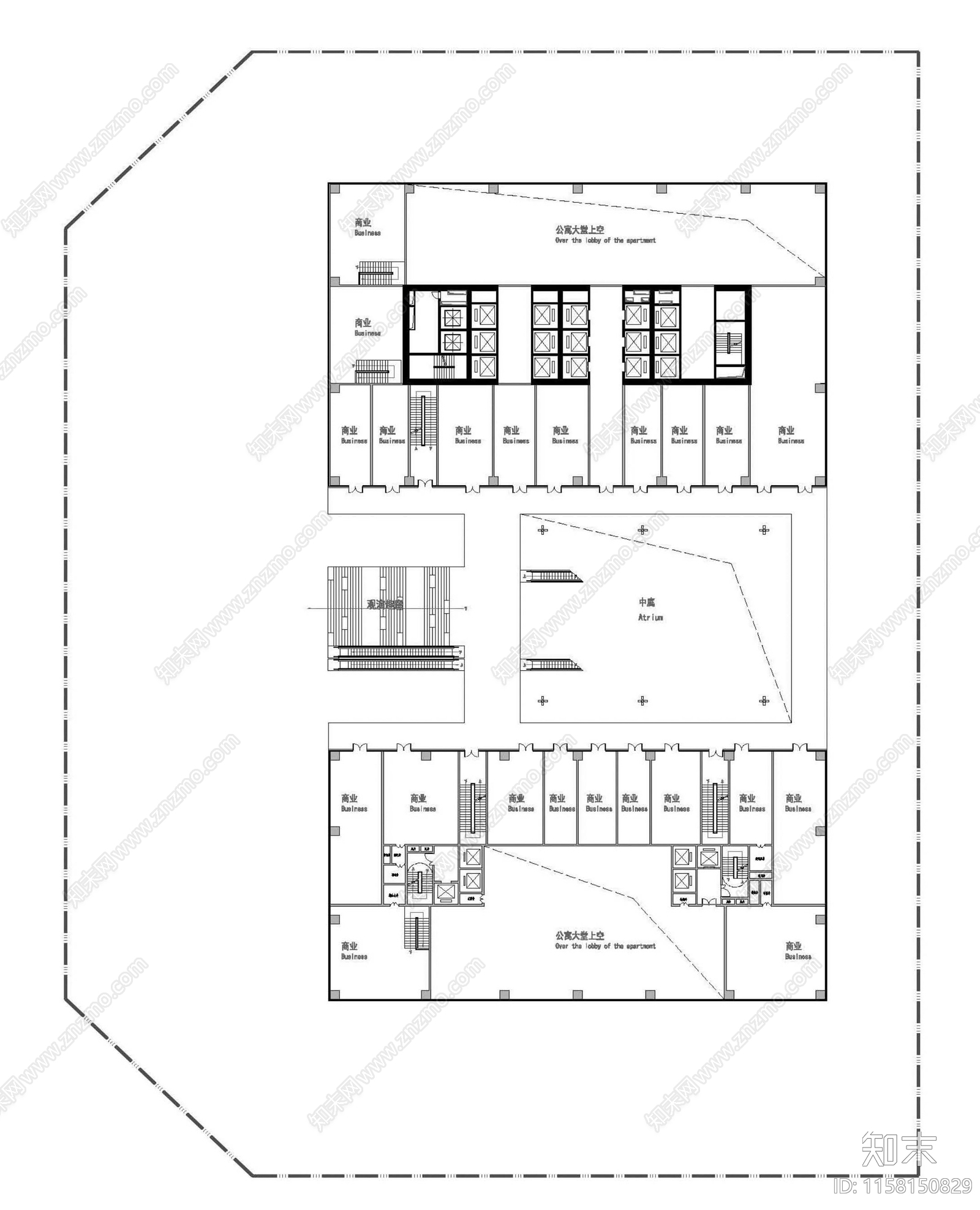 现代风格超高层办公楼cad施工图下载【ID:1158150829】