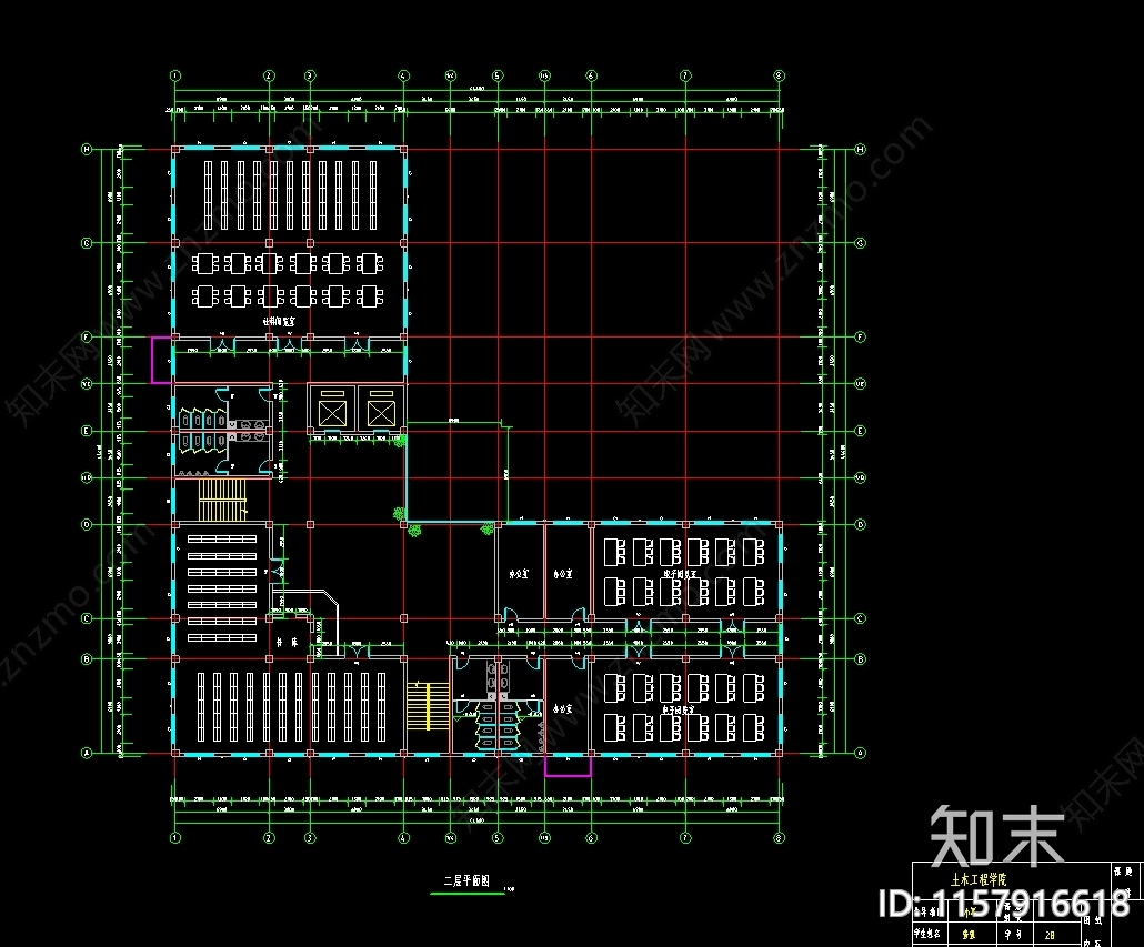 图书馆设计图cad施工图下载【ID:1157916618】