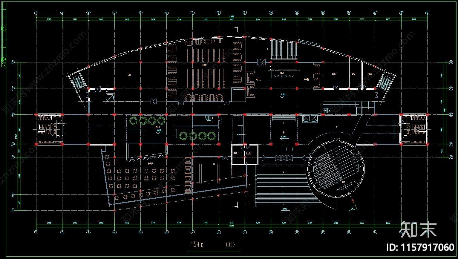 5层17200平米学校图书馆建筑设计图cad施工图下载【ID:1157917060】