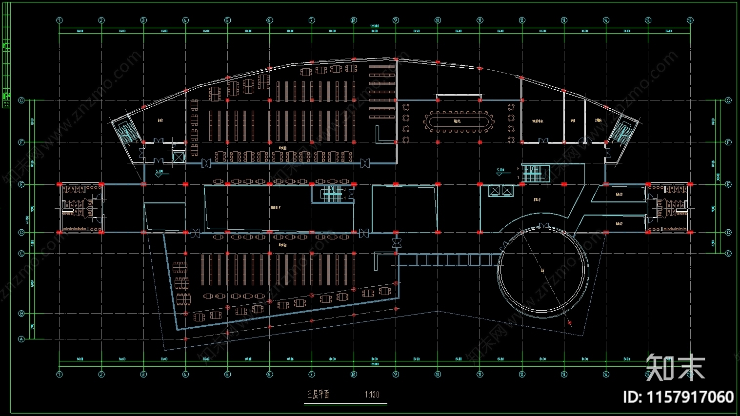 5层17200平米学校图书馆建筑设计图cad施工图下载【ID:1157917060】