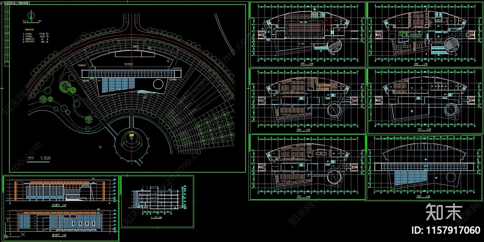 5层17200平米学校图书馆建筑设计图cad施工图下载【ID:1157917060】