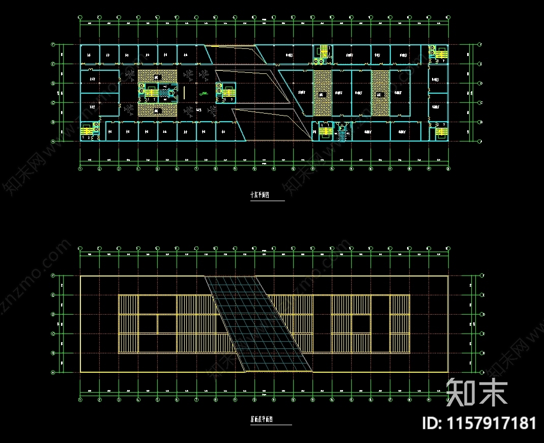 10层图书馆建筑方案设计图cad施工图下载【ID:1157917181】