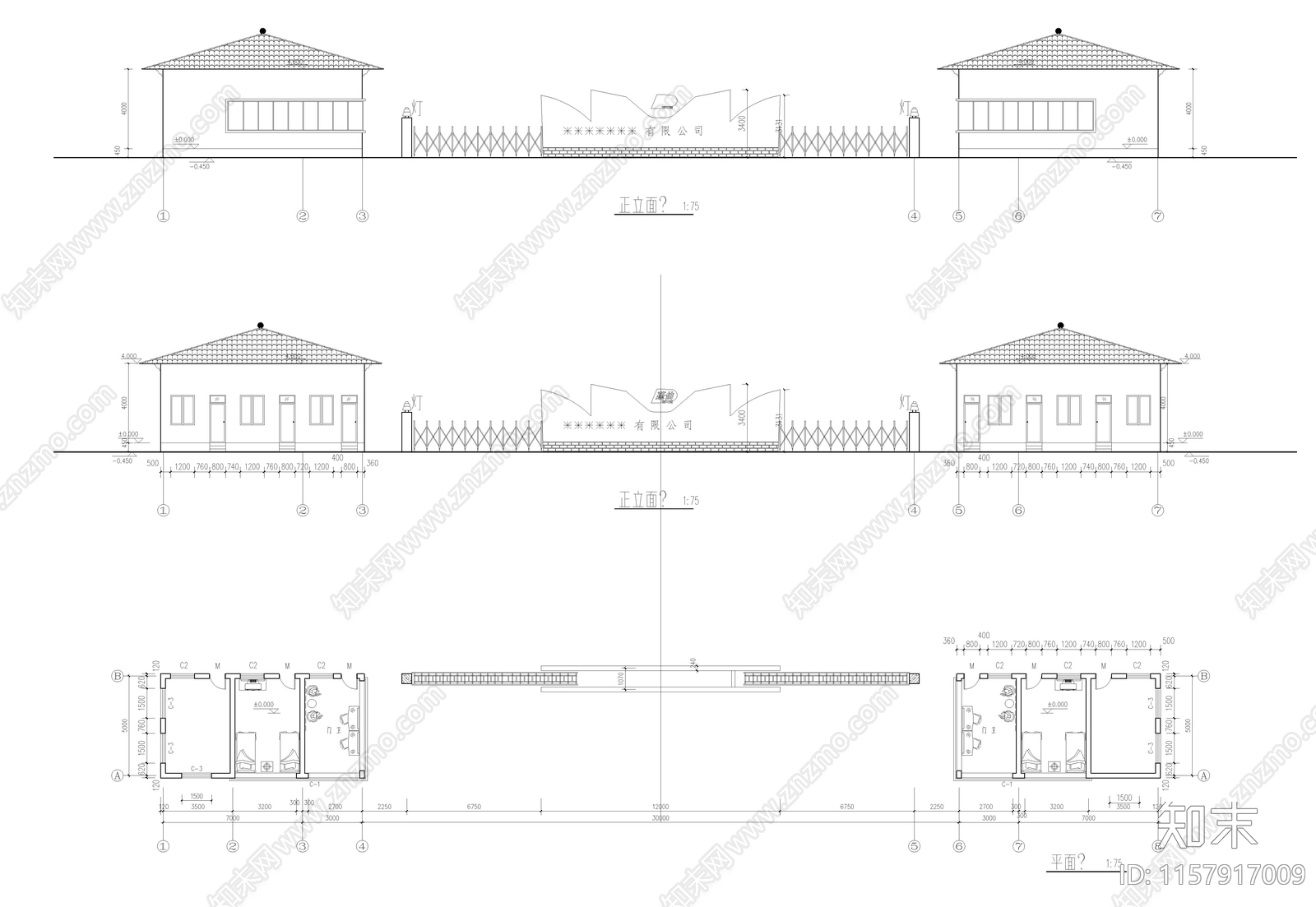 大门设计方案cad施工图下载【ID:1157917009】