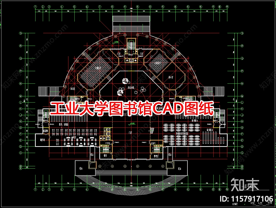 工业大学图书馆图纸施工图下载【ID:1157917106】