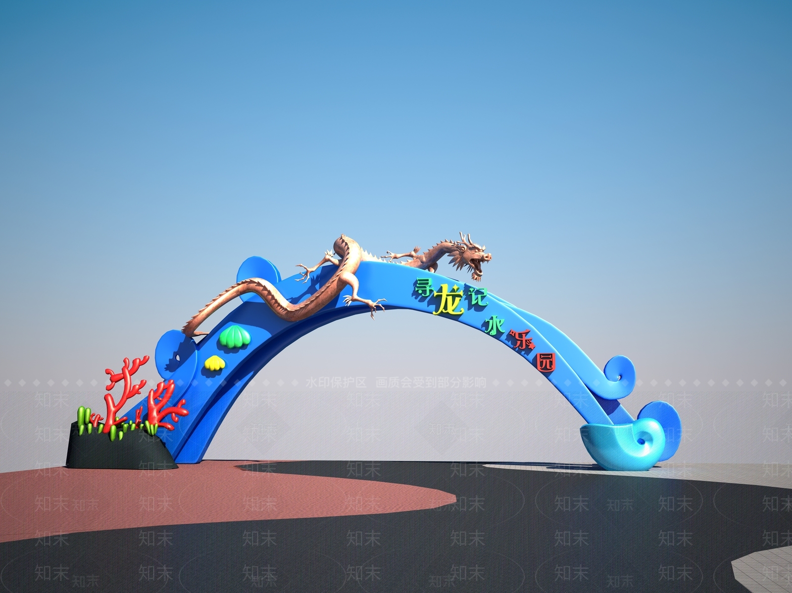 现代景观大门3D模型下载【ID:1157917354】