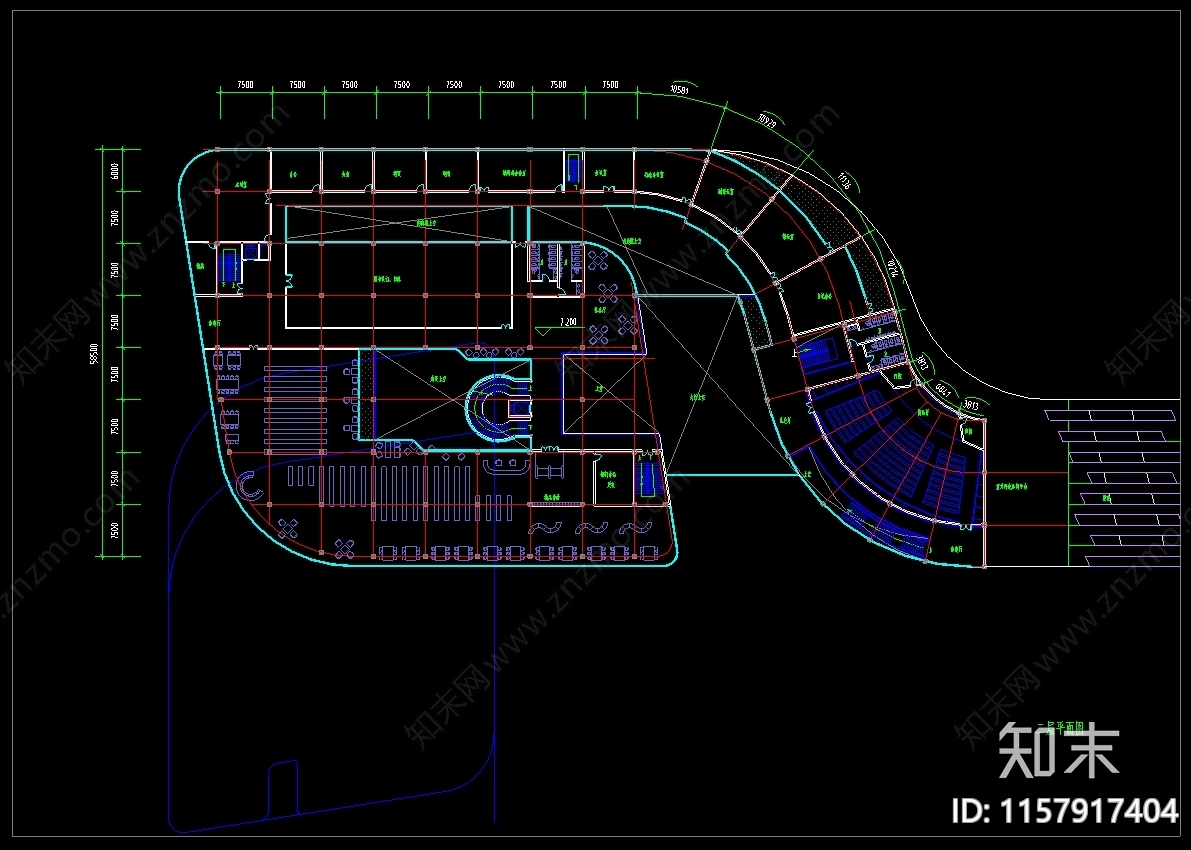 5层图书馆建筑设计方案图cad施工图下载【ID:1157917404】