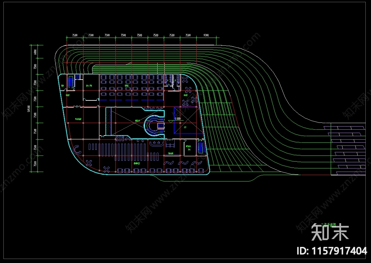 5层图书馆建筑设计方案图cad施工图下载【ID:1157917404】