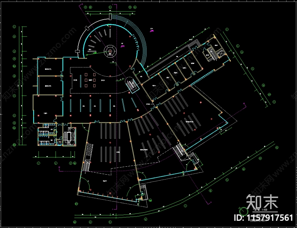 高级中学图书馆建筑方案图cad施工图下载【ID:1157917561】