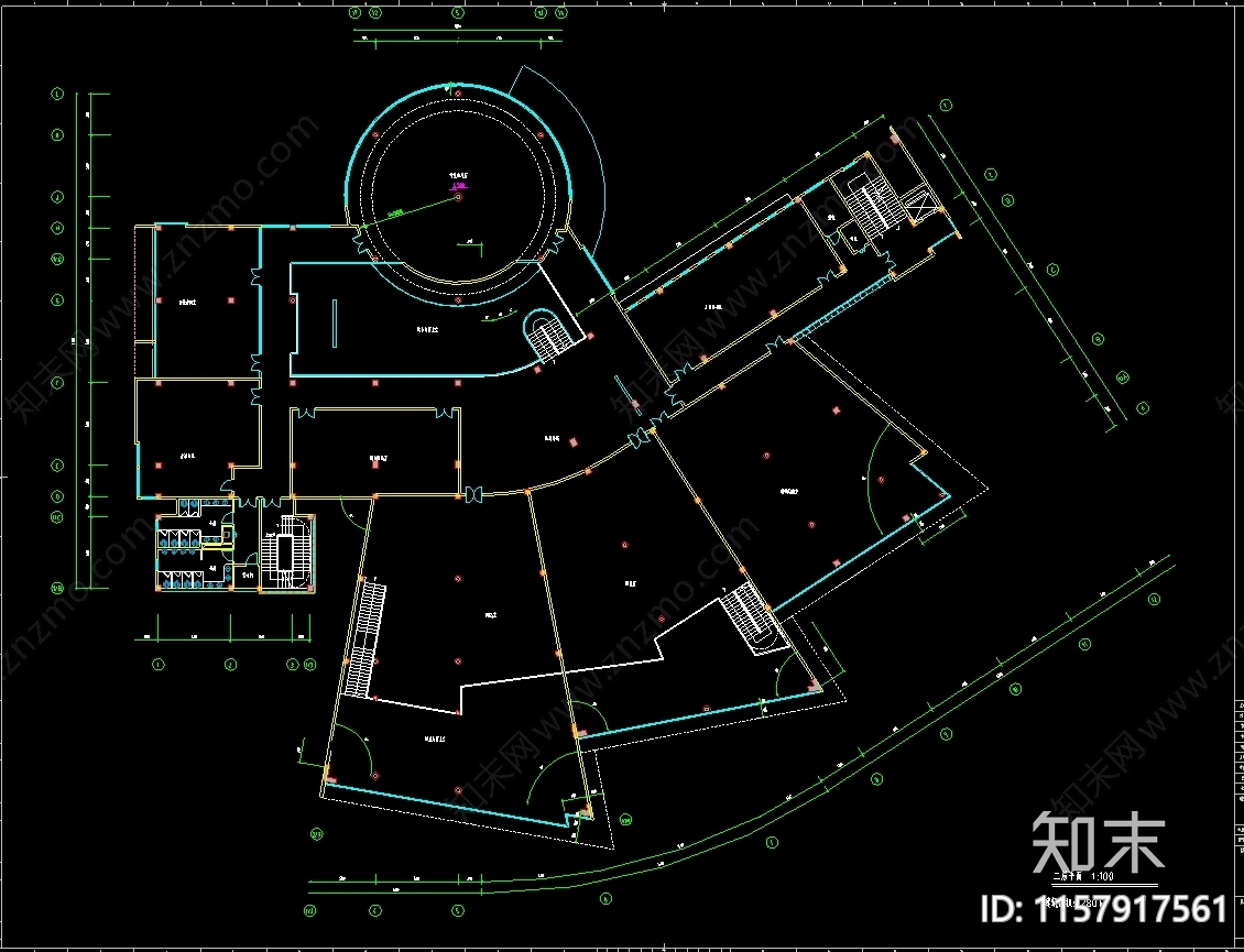 高级中学图书馆建筑方案图cad施工图下载【ID:1157917561】