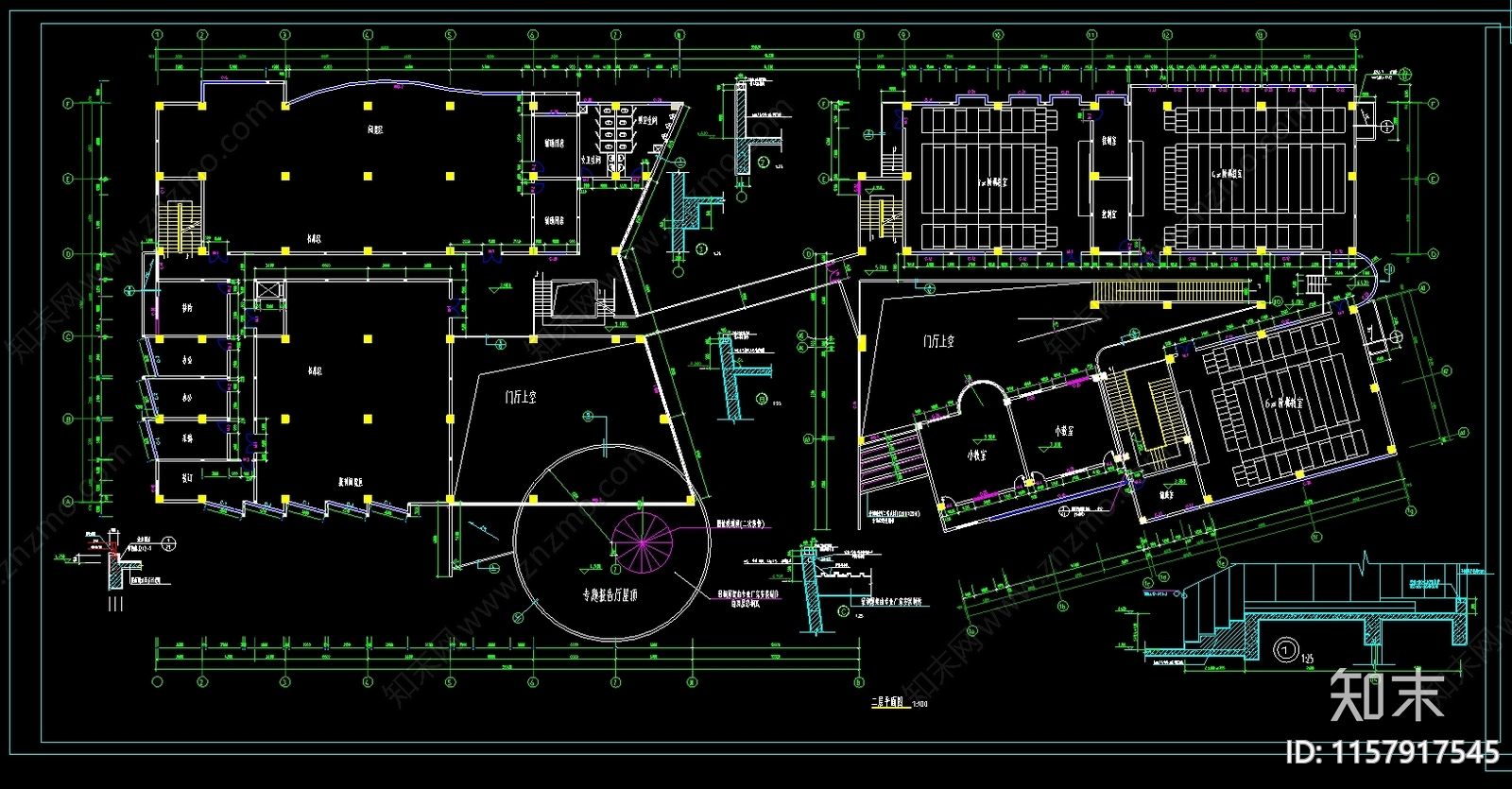 艺术学院图书馆及阶梯教室综合楼建筑图纸cad施工图下载【ID:1157917545】