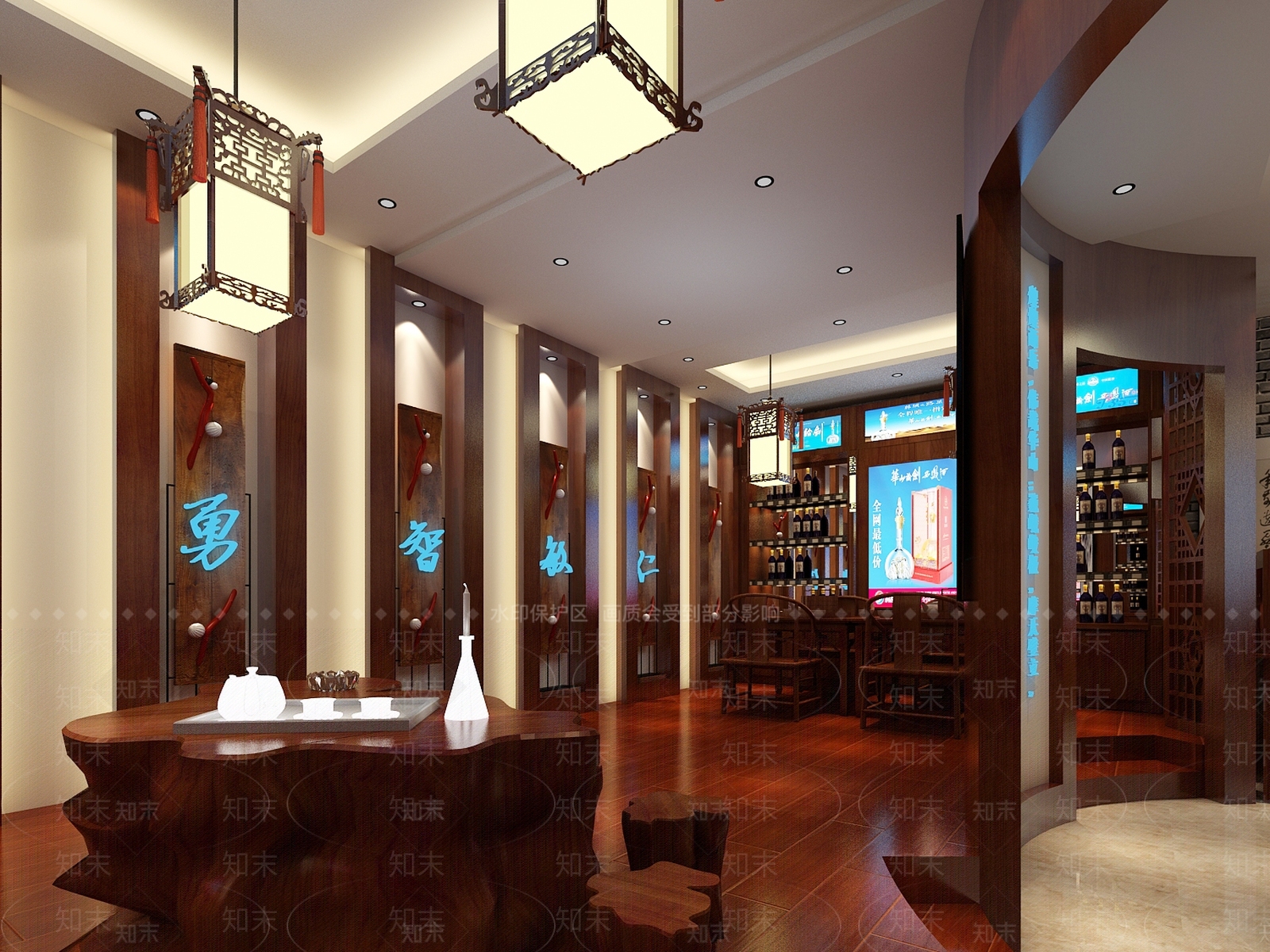 中式白酒销售展厅3D模型下载【ID:1157917927】