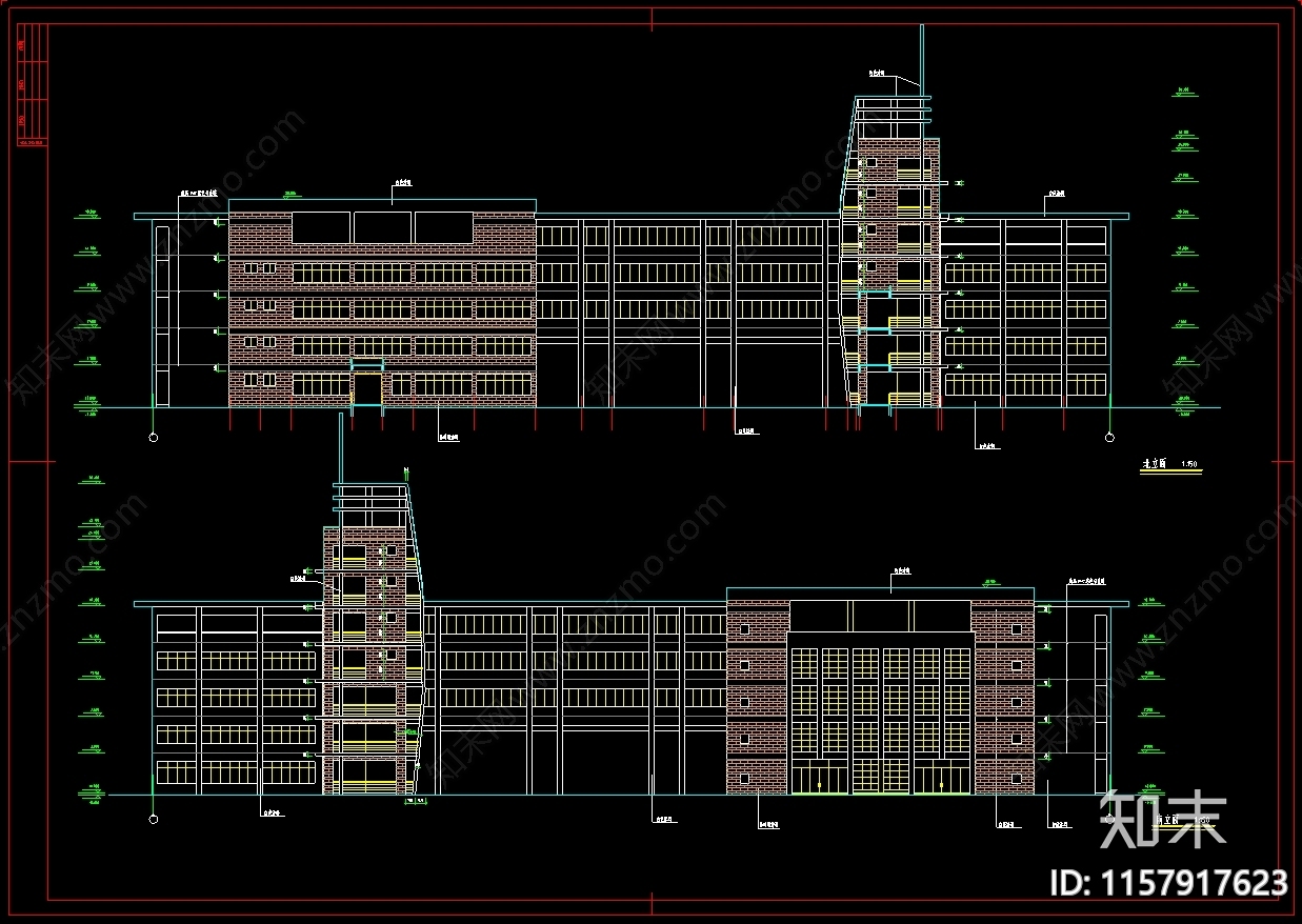 5层5000中学图书馆建cad施工图下载【ID:1157917623】