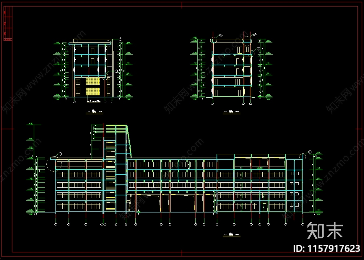 5层5000中学图书馆建cad施工图下载【ID:1157917623】