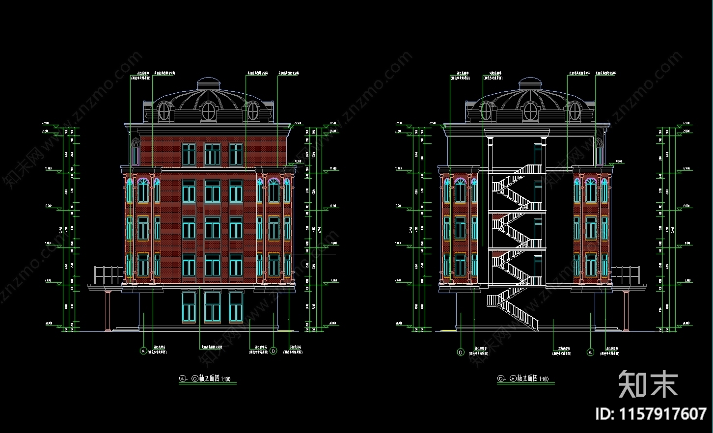 长21米宽152米图书馆建筑cad施工图下载【ID:1157917607】