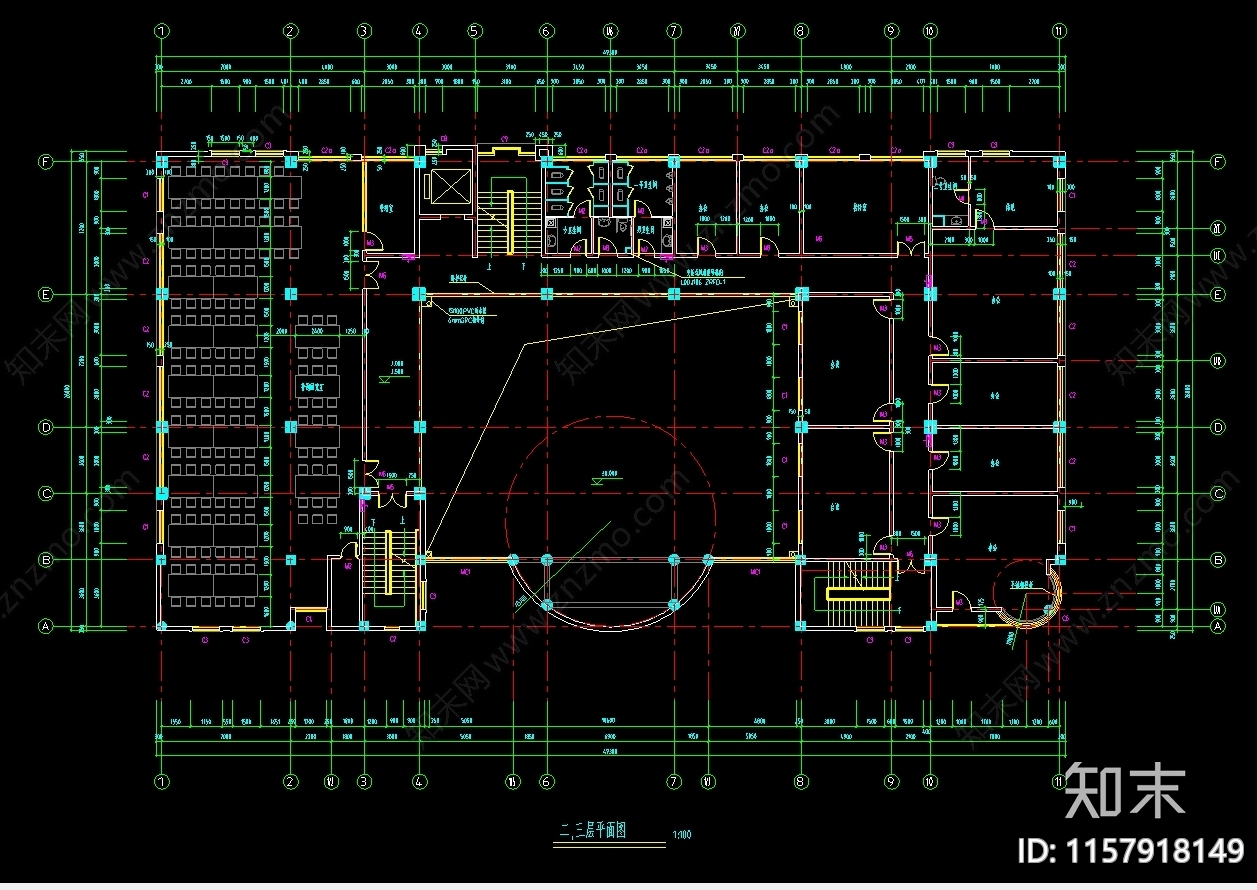 五层图书馆cad施工图下载【ID:1157918149】