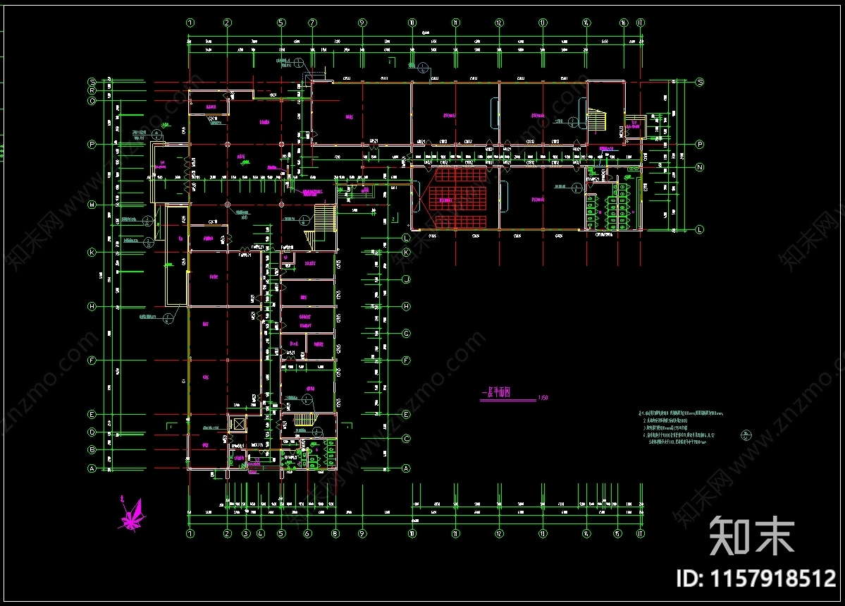 四层图书馆cad施工图下载【ID:1157918512】