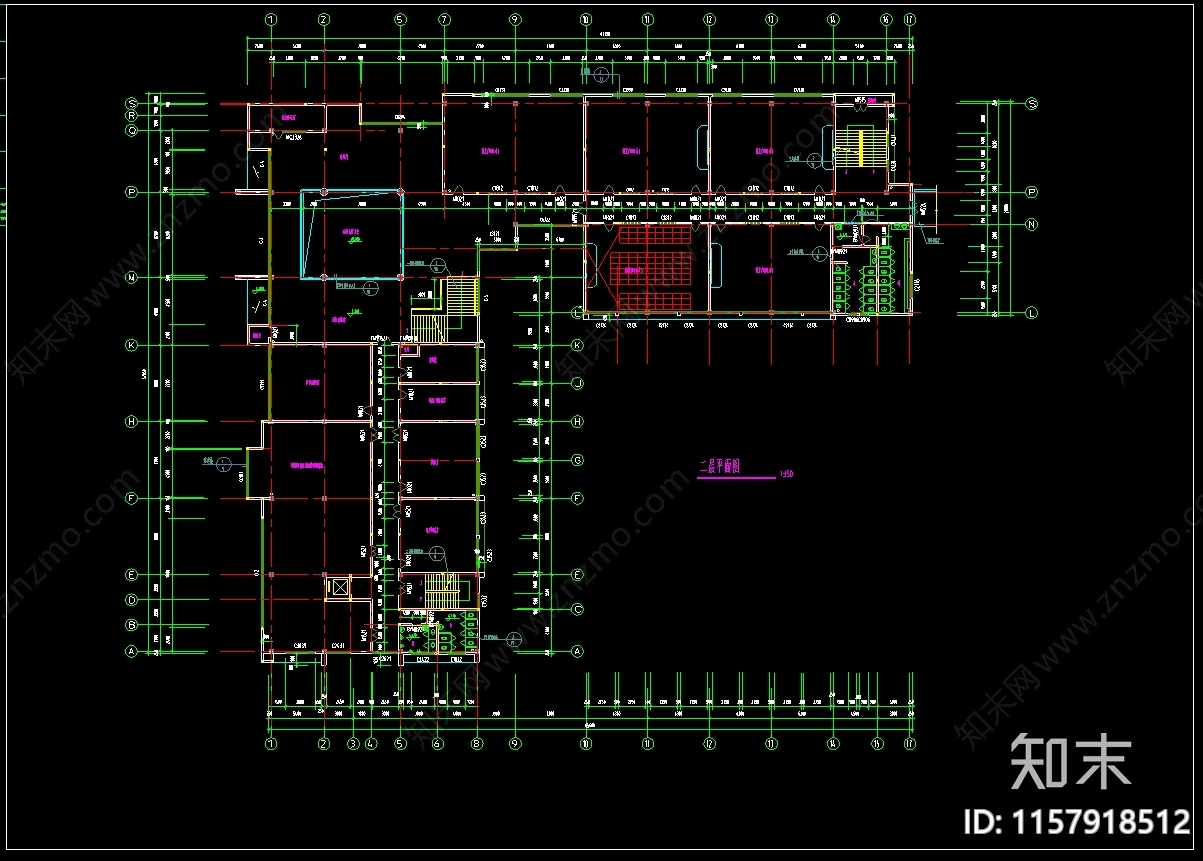 四层图书馆cad施工图下载【ID:1157918512】