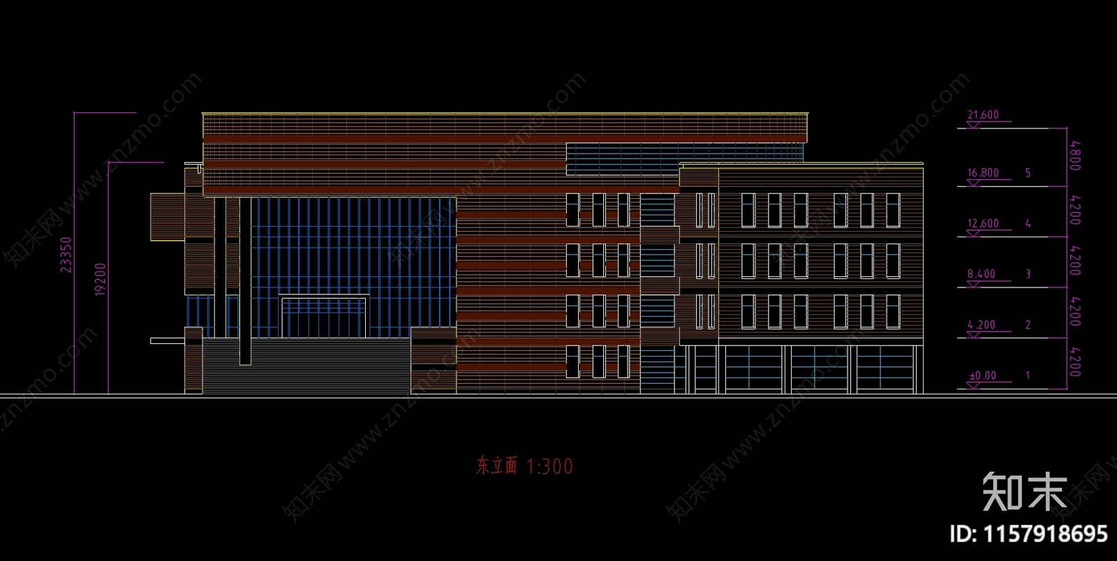 五层14300平米学校图书馆建筑设计方案图cad施工图下载【ID:1157918695】