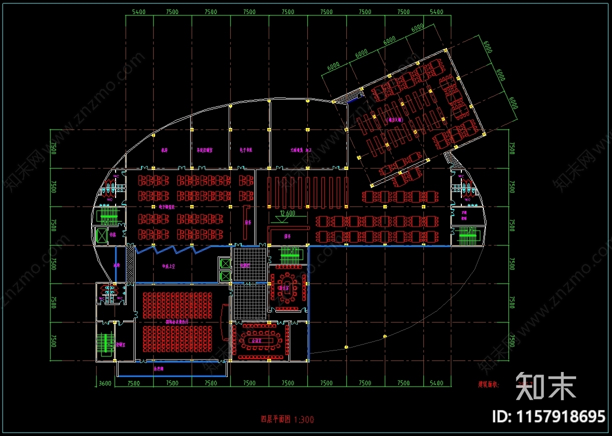 五层14300平米学校图书馆建筑设计方案图cad施工图下载【ID:1157918695】