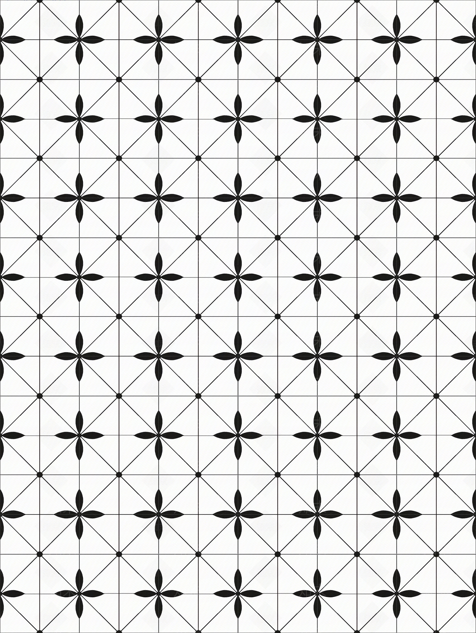 无缝黑白凹凸几何拼花瓷砖贴图下载【ID:1157918736】