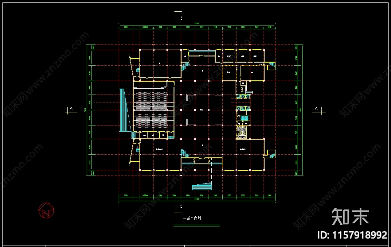 财贸学院图书馆建筑设计方案cad施工图下载【ID:1157918992】