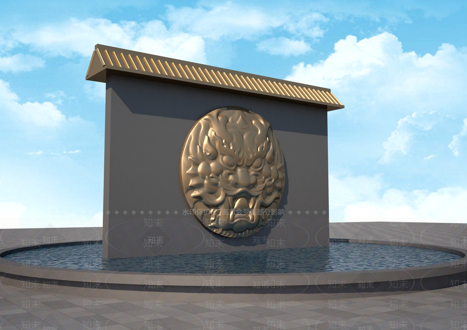 现代龙头浮雕3D模型下载【ID:1157919134】