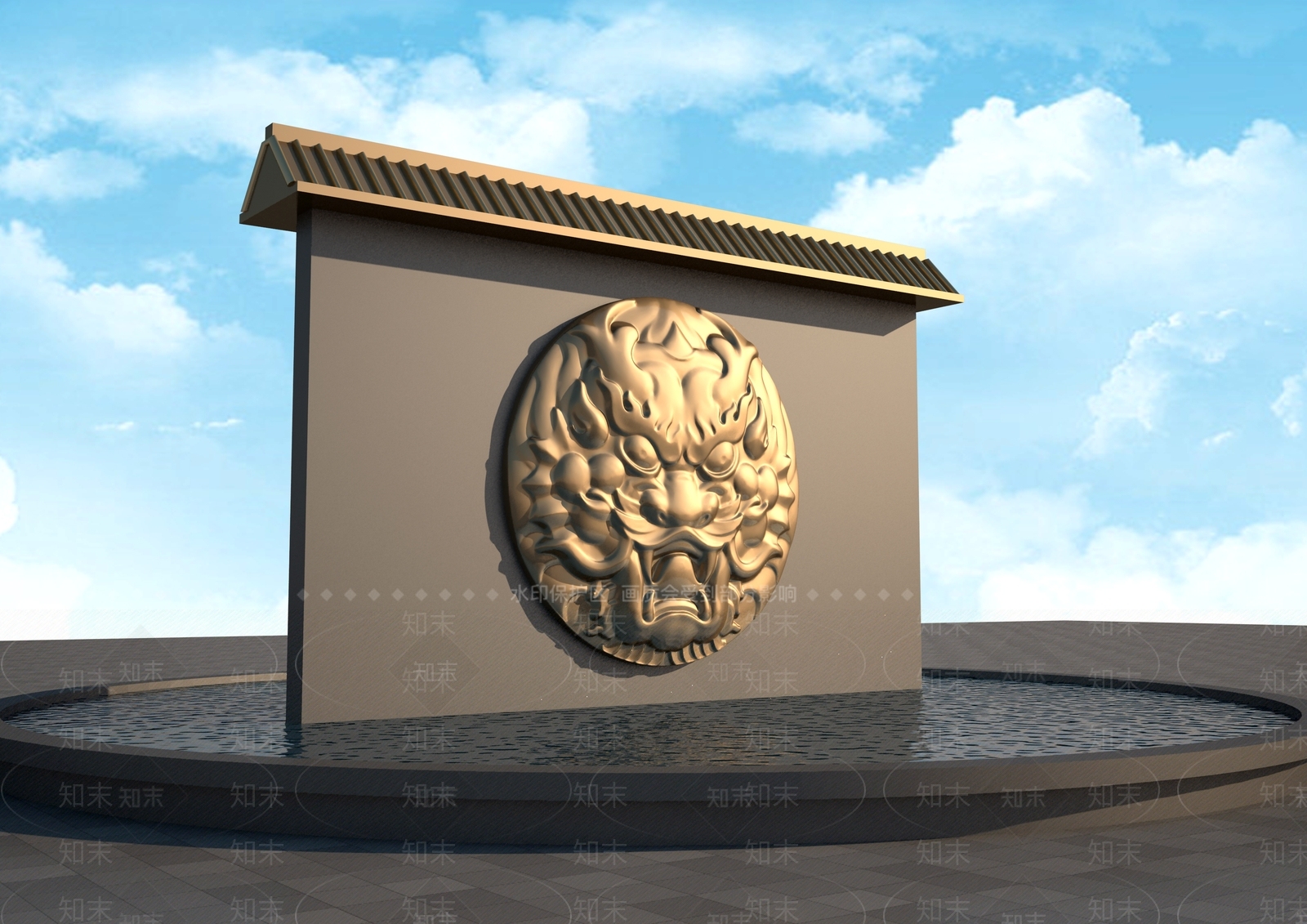 现代龙头浮雕3D模型下载【ID:1157919134】