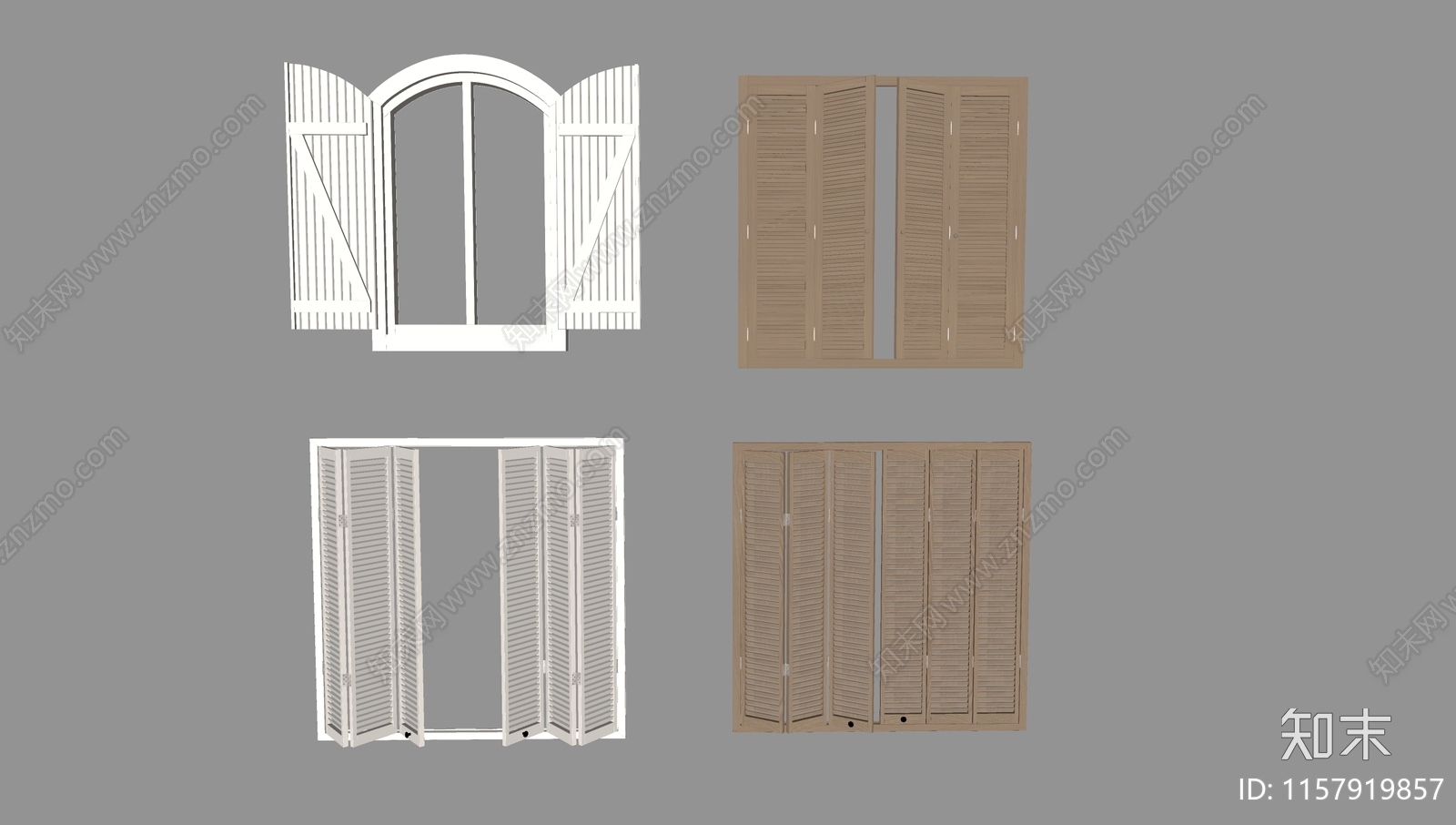 现代中古风百叶折叠推拉窗SU模型下载【ID:1157919857】