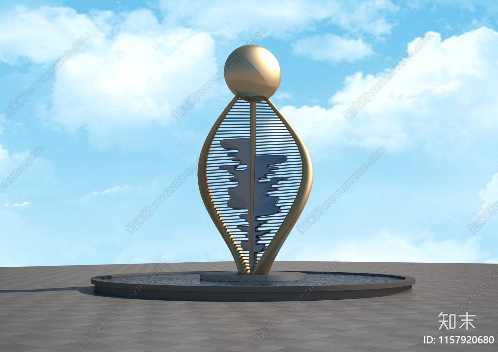 现代螺旋体雕塑3D模型下载【ID:1157920680】