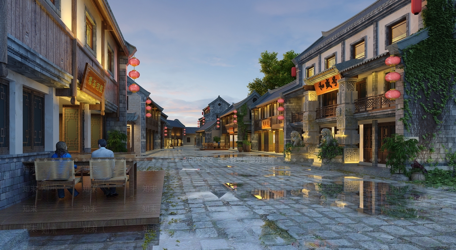 中式商业街3D模型下载【ID:1157923239】